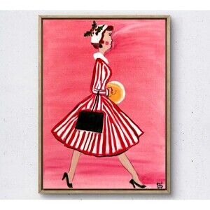 WS original retro christmas shopping 12X16 canvas acrylic expressionism wall art